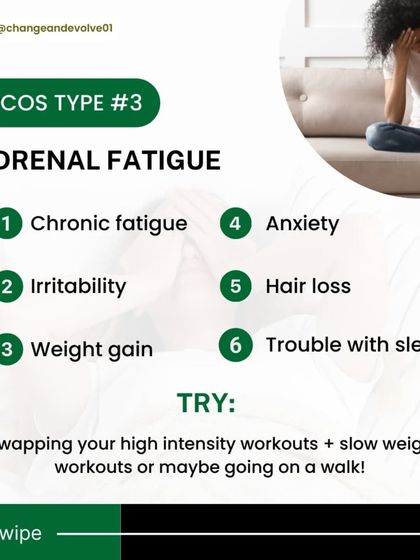 Adrenal fatigue PCOS often presents with chronic fatigue, anxiety, and trouble sleeping. Instead of high-intensity workouts, I suggest swapping to slow, weighted exercises or calming walks to avoid over-stressing your system.