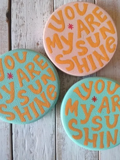 A trio of "You are my sunshine" magnets in different pastel colors. These are perfect for spreading positivity and brightening up a fridge or noticeboard.