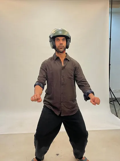 The hilarious Rajkummar Rao having some fun during a costume trial for 'Mr & Mrs Mahi'. Building a great rapport with actors is key to creating authentic character looks.