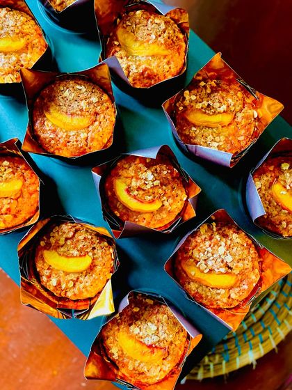 These spiced peach and carrot whole wheat muffins were a huge hit with the teachers at a school birthday celebration.