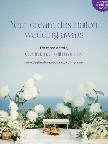 Your dream destination wedding awaits. This minimalist setup with oversized white flowers against the sea is an inspiration for a chic and modern beach ceremony.