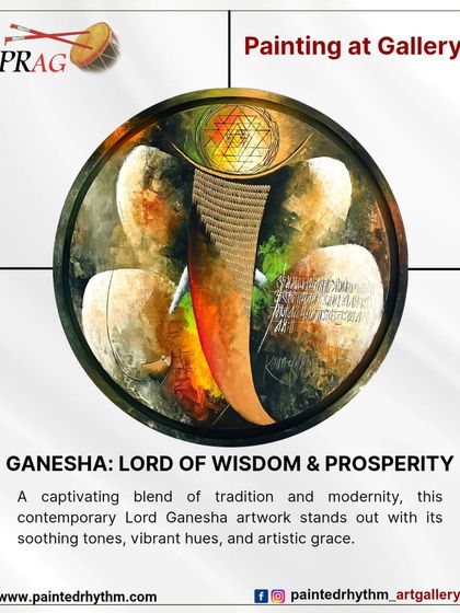 A contemporary Ganesha artwork, blending traditional symbolism with modern abstract elements for a captivating and graceful piece.