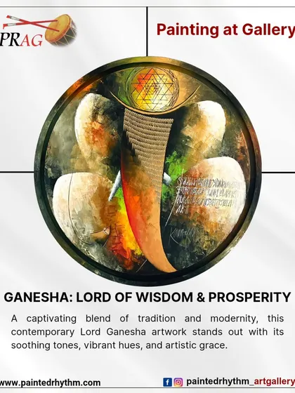 A contemporary Ganesha artwork, blending traditional symbolism with modern abstract elements for a captivating and graceful piece.