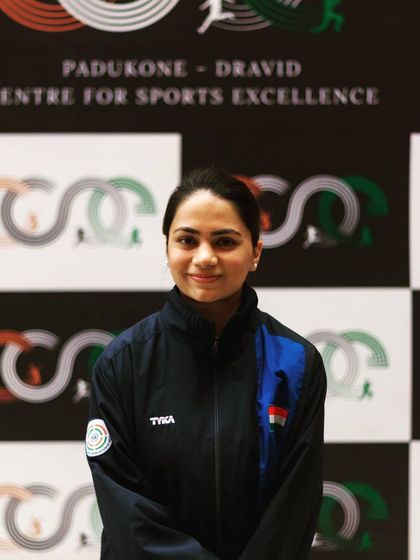 A portrait of our high-performance athlete Apurvi Chandela at the Padukone-Dravid Centre for Sports Excellence.
