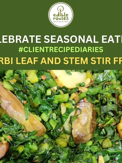 This vibrant Arbi leaf and stem stir-fry was made by a client using produce from their weekly basket. It's inspiring to see the entire plant being used, minimizing waste and maximizing nutrition.