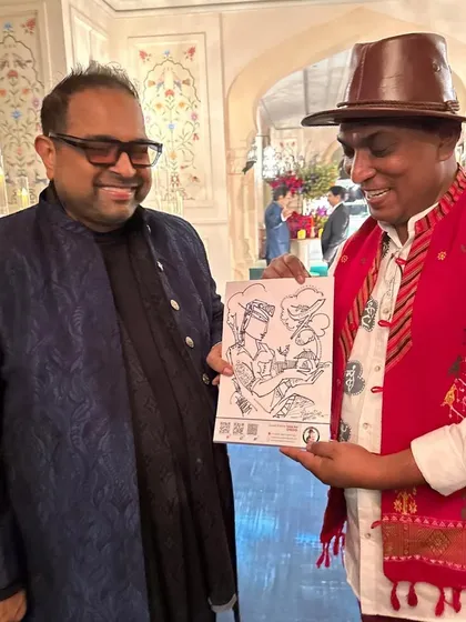 It was a great honor to meet the legendary singer and composer Shankar Mahadevan. I was so happy to create a piece of signature art for him at the Fairmount hotel in Jaipur.