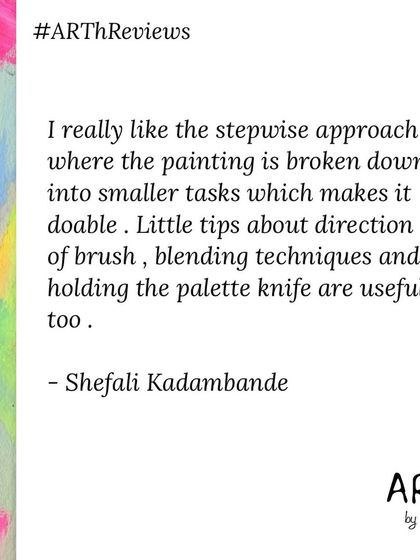 A wonderful review from a student in my online course, highlighting my step by step approach. I focus on breaking down paintings into manageable tasks to make it doable for everyone.