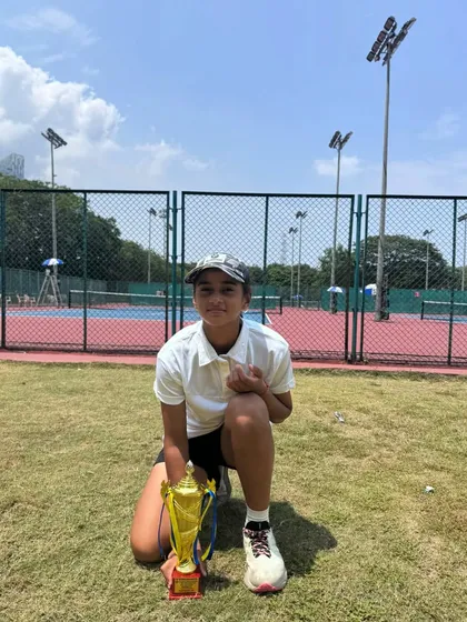 Siddhi Pandey with her trophy after finishing as the Runner-Up in the Singles Under-12 category at the National Series tournament in Mumbai. A fantastic achievement at the national level.