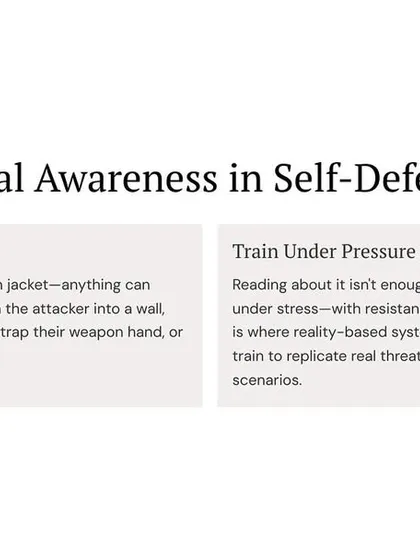 Use your environment. A wall, a bag, or even your jacket can become a shield or barrier. This must be drilled under pressure because reading about it isn't enough. We train for real threats, not choreographed scenes.