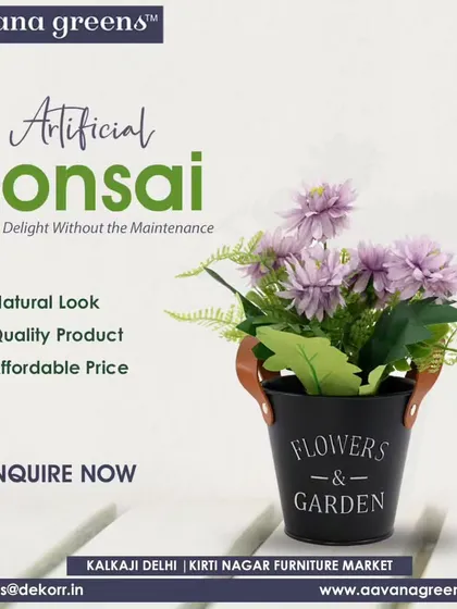 Nature's delight without the maintenance. This artificial bonsai with purple flowers comes in a charming "Flowers & Garden" pot.