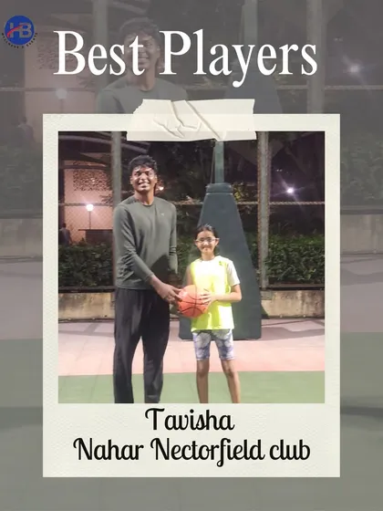 Recognizing the "Best Players" like Tavisha from Nahar Nectorfield Club at our inter-club basketball match. Individual awards are a key part of our events.