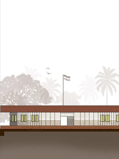 Our process begins with detailed architectural drawings like this elevation plan. This crucial step allows us to define the building's form and facade, ensuring every technical detail is perfected before construction begins.