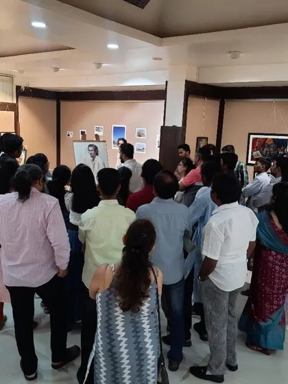 A view from the audience during my live watercolour portrait demo at the Kalangan Art Exhibition. It's a great experience to interact with the audience as the painting develops.