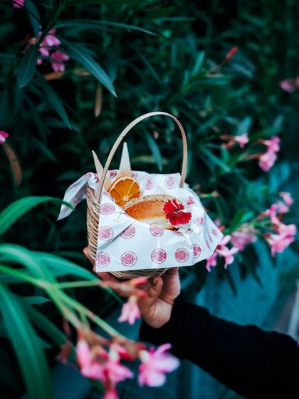 A basket of Bomboloni, Italian custard-filled doughnuts. In my mansion, they are a symbol of love and a heartful of happiness.