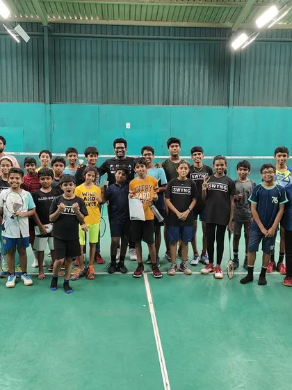 Our coaching programs are all about building skills in a fun, supportive environment. This is our junior badminton group after a rewarding match day at our Sarjapur Road facility.