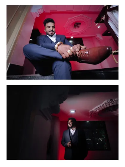 A stylish collage of the groom getting ready for the reception. I make sure to capture the groom's preparations and details with the same care as the bride's.