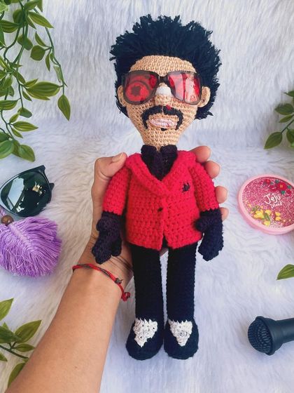 A replica doll of the music superstar, The Weeknd. This was a complex project, from his signature red jacket to his hairstyle and sunglasses, but I'm so proud of how this celebrity replica turned out.