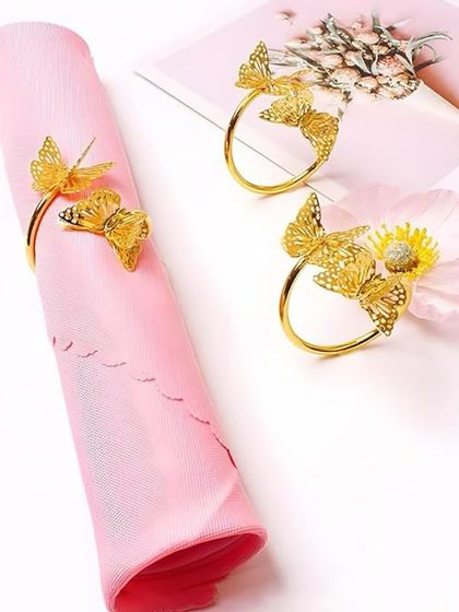 See how the butterfly napkin rings look in a full table setting. They pair wonderfully with soft pastel napkins and floral themes, creating a light and airy tablescape ideal for spring gatherings or garden parties.
