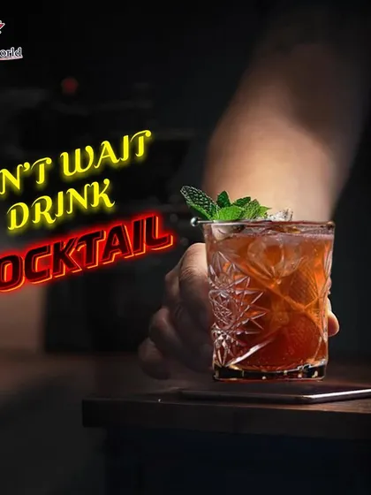 Don't wait, drink cocktail. This image is a simple, direct invitation to stop waiting and start enjoying life with one of our delicious cocktails.
