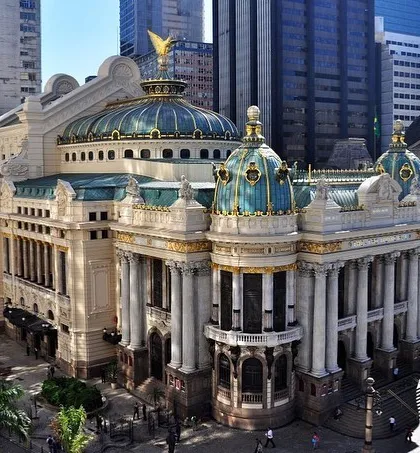 The stunning architecture of the Theatre Municipal, a venue that has hosted countless legendary performances.