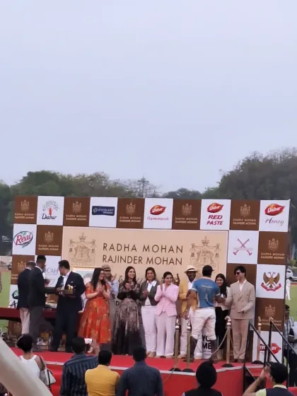 The prize distribution ceremony at the polo match.