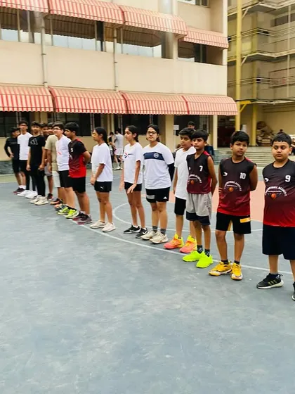 The junior team lines up, ready for their practice match.