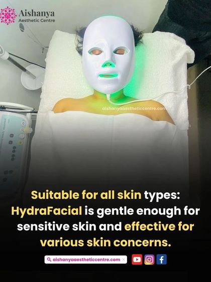A great fact about HydraFacial is that it's suitable for all skin types. This graphic shows the LED light therapy portion of the facial, which is gentle enough even for sensitive skin while being highly effective.