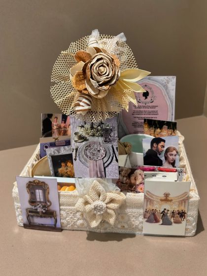 Every detail matters in our themed hampers. This shot shows how we layer items to create a visually rich and exciting gift to unbox.