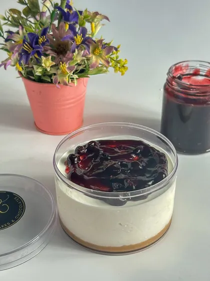 Another look at the Blueberry Cheesecake tub, showcasing the rich, homemade blueberry compote that I make from fresh fruit.