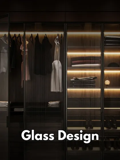 A glass wardrobe is a bold, luxurious choice. The transparent doors with internal lighting turn your clothing collection into a design feature, much like a high-end retail display.