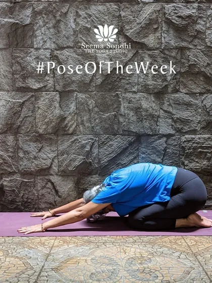 The pose of the week is Balasana (Child's Pose). It is my favorite pose for relaxing the mind and body and gently stretching the spine.