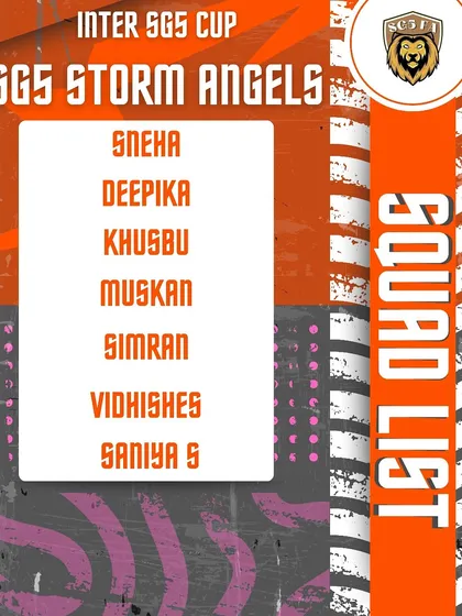 The squad reveal for the SGS Storm Angels. These graphics help build team identity and fan following.