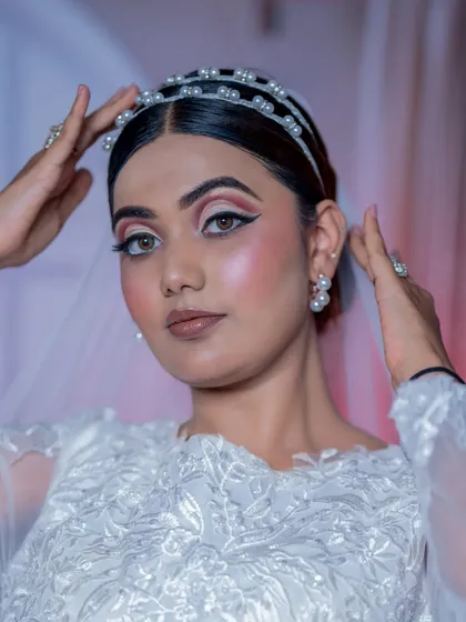 My course covers more than just traditional looks. Here is an example of the elegant Christian bridal makeup we teach, focusing on soft glam, sharp eyeliner, and creating a timeless look for the modern bride.