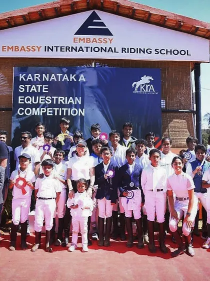 Our champions celebrating their victories at the Karnataka State Equestrian Competition. We provide the platform for riders to achieve their goals and earn well-deserved accolades.