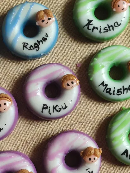 I take care to make each personalized soap special. Here are more custom donut soaps for Piku, Nia, and Maisha.