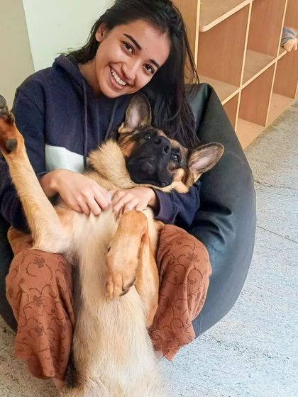 My big boy still thinks he's a lap dog, and I wouldn't have it any other way. He absolutely loves his belly rubs.