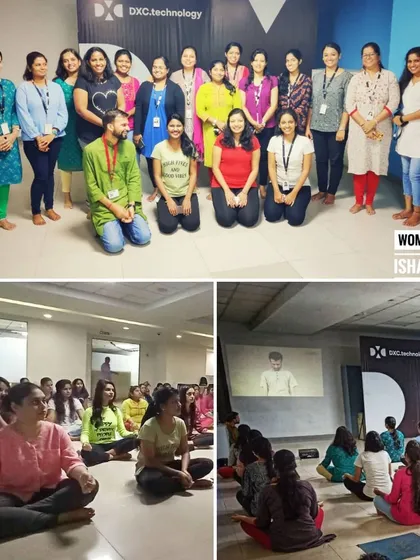 Leading a corporate yoga session for the wonderful women at DXC Technology on International Women's Day. We explored how yogic practices can bring balance and reduce stress in a demanding work environment.