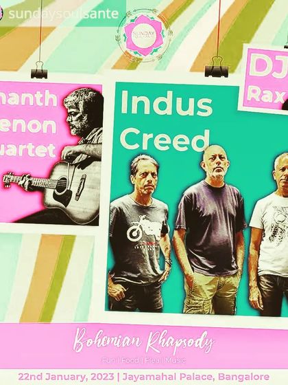 A poster for the Sunday Soul Sante, where my quartet had the incredible opportunity to open for the mighty Indian rock band, Indus Creed.