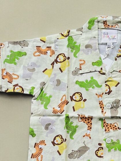 Unleash their wild side in pure comfort! Our super soft, 100% cotton animal print co-ord set is filled with friendly jungle creatures. It's as cute as it is cozy.