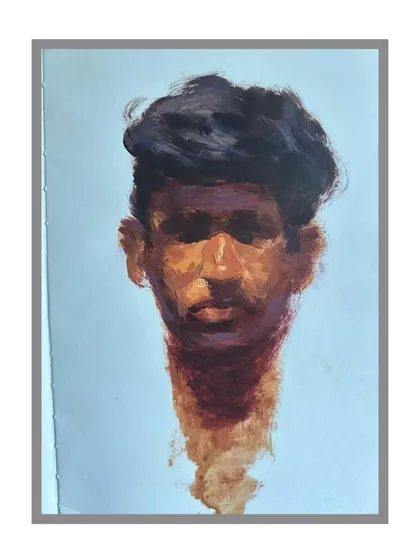 Another version of the rapid acrylic sketch, showing how I experiment with different background colours.