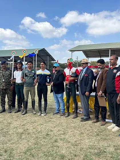 A lineup of the competitors, officials, and our team at a national event. We are proud to be a respected name in the Indian equestrian community.