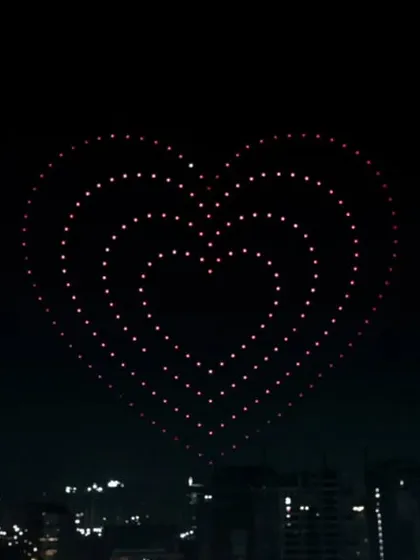 A heart formation glows in the night sky during the Piyush Mishra concert in Hyderabad. This simple yet powerful image was part of a sequence designed to evoke the emotion of his music.