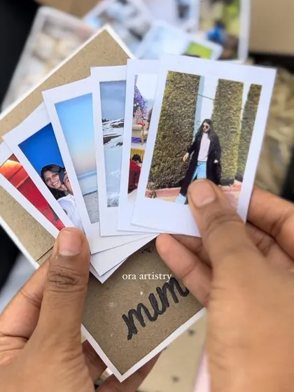 A handful of custom polaroid prints, ready to be added to a gift hamper. This retro photo style adds a touch of nostalgia and is perfect for capturing candid memories.