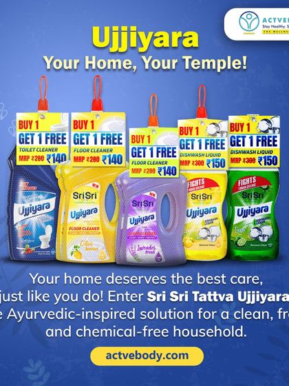 Your home is your temple, and it deserves the best care. This image showcases the Ujjiyara range as the Ayurvedic-inspired, chemical-free solution for a clean, fresh, and healthy household.