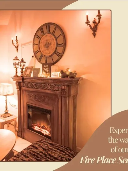Here is another look at the cozy fireplace seating. I wanted to create a space that feels like a real living room, where you can relax and enjoy good food and company.