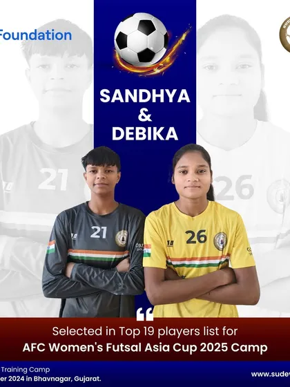 Our rising stars, Sandhya and Debika, selected in the top 19 for the AFC Women's Futsal Asia Cup 2025 training camp. The future of women's football is bright.