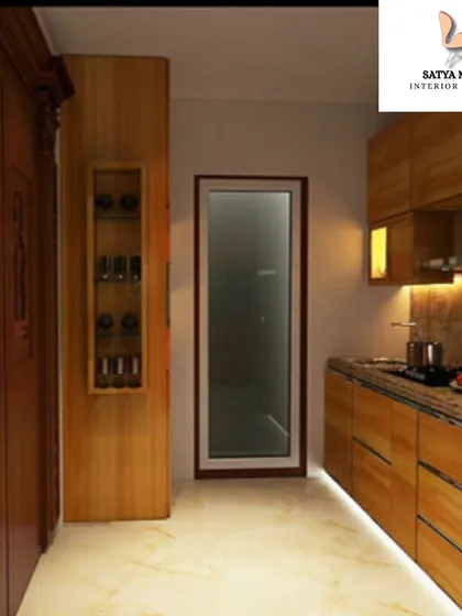 A kitchen designed with a traditional touch, featuring all-wood cabinetry and warm under-cabinet lighting.