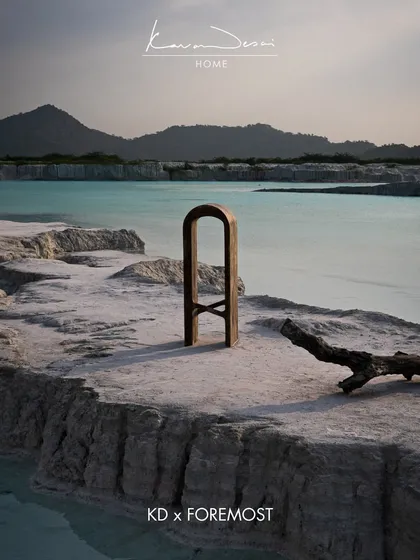 An artistic shot of a custom furniture piece from the KD x Foremost collaboration, placed in a dramatic natural landscape. This highlights my philosophy of creating furniture that is as powerful and timeless as nature itself.