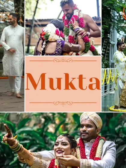 A collage of beautiful couples who celebrated their weddings at Mukta. The venue's natural, green backdrops provide a stunning setting for traditional and contemporary wedding ceremonies.