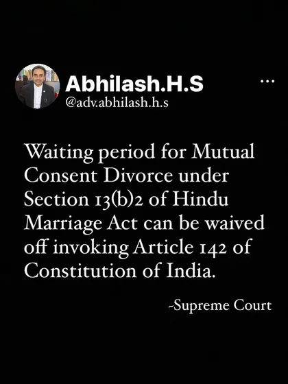 This post highlights a significant Supreme Court ruling. The court can waive the standard six month waiting period for a mutual consent divorce, which is a crucial detail that can help expedite the process for couples who are in agreement.
